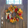 Decorative Flowers Fall Wreath For Front Door Decoration Autumn Artificial Harvest Thanksgiving 87HA