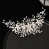 Hair Clips Handmade Silver Color Flower Comb Pearl Rhinestone Accessories For Women Bride Wedding Tiara