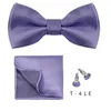 Бабочка бабочка набор 3pcs сплошной цветовой галстук для мужчин карманные квадратные рубашки заполотки.