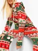 Accueil Vêtements Adulte Christmas Hooded Zipper Fleece Pyjamas Femmes à manches longues Costume de Noël à manches longues