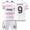 Juventus Away Jersey Numéro de jeu Hovic Chiesa Di Maria Pogba Football Jersey