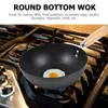 Pans Flat Bottom Wok Everyday Pan Fry Frying Kitchen Cookware Cooking Pot Wrought Iron For Stoves Gas Work Skillet