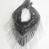 Ethnic Clothing 2024 Ladies Cashew Flower Retro Imitation Diamond Fringe Scarf Hip Hop Street Fashion Dance Party Hijab Cotton