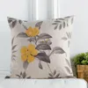 Oreiller en gros couverture de lin vintage countage jaune floral home décoratif 45x45cm