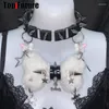 Ceza Kadınları Y2K Kız Özelleştir Harajuku Gotik Punk Kolye Kısa Spiker çivili Chokers Furry Hip Hop Takı Yakası