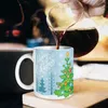 マグカート漫画クリスマスツリーマグスノーフレークコーヒーセラミック飲酒カップハンドル茶11オンスホームギフト