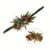 Dekorativa blommor ledde julkrans för brevlåda Fake Pinecone Red Berry Garland hängande ornament framför dörrväggdekorationer Xmas Tree