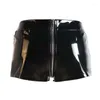 Dames slipje pvc latex shorts dames pu lederen veter hoge taille erotische sexy wetlook gotische fetisj rits rits open kruis open