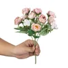 Dekorativa blommor rosa silke rose konstgjorda bröllop hem julgarden bukett brud kransar matbord centrum dekoration diy