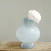 Vasen Vase Glasmaterial hellgrau runde fortgeschrittene französische handgefertigte mittelgroße nordische Stil geeigneter Wohnzimmer Schlafzimmer Desktopdekoration