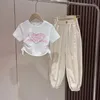 Enfants Set Girls Fashion Casual Suit Summer Perle taille à manches courtes Pantalon Twopiece Twopiece Childre