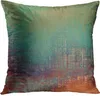 Coussin taste-oreiller vintage abstrait bleu vert et orange décoratif en forme de maison 45x45