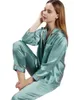 Home Clothing Spring Autumn Ice Silk Soft damskie piżamy guziki kardigan damskie 2 -częściowy strój odpoczynek