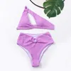 Women's Swimwear Sexy Bikini Set Cut Out One Shoulder Swimsuit 2 Piece Push Up Bikinis Women Ring Linked Brazilian High Waist Bathing Suit