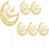 Festival Malzemeleri 6 PCS Kart Eid Al-Cupcake Dekor Dekoratif Sahne Mübarek Seçme Dekorasyonlar Tema Pişirme Toppers Parti Kağıt Süsleme