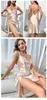 Summer Suspendess NightRss Version Mid longueur Robe sexy Satin Pama S-XL SIMULATION SILK SLIP Backless Suspender Nightwear 240403