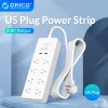 Radio Orico US Plug Electrical Socket Power Strip 8AC Outlets 2 USB Ports for Home Office Surge Protector