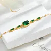 Bracelets de charme dieyuro 316l Bracelet de cristal de zircon vert ovale en acier inoxydable pour femmes Bangles Fashion Bangles Jewelry Lady Holiday Gift