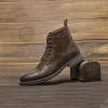 Botas de estilo American Style Men Brand Handmade Fashion Boots Leather #AL633
