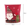 Chair Covers Christmas Tartan Snowman Santa Claus Cover Linen Holiday Household Kitchen Restaurant