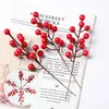 Decorative Flowers Berry Picks - 12 Artificial Red Stems Christmas Tree Decorations 7.5 Inches For Christma Home Decors