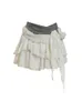Femmes jupe plissée blanche vintage y2k jupe d'été courte harajuku coréen patchwork mode décontracté kawaii A-line mini jupe 240321