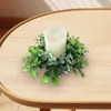 Fleurs décoratives Eucalyptus artificiel Couronne de bougie Décoration Greenery Garland Pilier Holder Boho pour Tabletop Festival