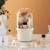 Förvaringslådor Makeup Brush Organizer Tool Rotating Holder med lock Space-Saving for Vanity Brushes