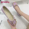 Casual Shoes Girseaby Design Women Flats Flock Suede Square Toe Slip On Big Size 41 42 43 Metal Decoration Soft Female Spring