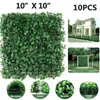 Dekorativa blommor 20st Artificial Plant Grass Boxwood Wall Panels Hedge 25x25cm Heminredning Fake Plants Backdrop Privacy Screen