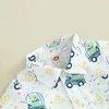 Giyim Setleri 2 PCS Toddler Bebek Erkekler Yaz Beyefendi Kıyafet Bebek Kısa Kollu Baskı Düğmesi Aşağı Gömlek Şortları Günlük Giysiler
