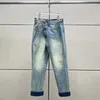 Women's Jeans Y2k Spring/summer Distressed Gold Paint Splattered Ink Crossover Cotton Jeans2024 High Waisted Straight Woman Trousers