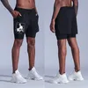 Anime Graphic 2 in 1 compressiekorts voor mannen Gym Training Fitness Jogging Running Athletic 5 inch Quick Dry Rettery 240323