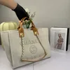 Fashion Women's Beach Bag Shoulder Bag Canvas Brand bag Chain Shopping bag Luxury Tote Linen pearl print crossbody bag Travel bag Large capacity computer bag Tote Bag