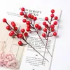 Decorative Flowers Berry Picks - 12 Artificial Red Stems Christmas Tree Decorations 7.5 Inches For Christma Home Decors