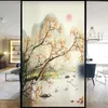 Window Stickers Chinese Style Bamboo Pattern Privacy Film Living Room Kitchen Sliding Door Static Cling Frosted Glass Films