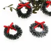 Decorative Flowers 20 Pcs Christmas Small Wreath Pendants Candles Furniture Ornament Mini Hanging Xmas Toy Miniature