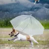 Köpek giyim evcil hayvan şeffaf şemsiye - açık katlanır ayarlanabilir, tasma ile yağmurda rahat tutar