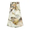 Blouses pour femmes Trafza 2024 Tie de printemps Dye Print Blouse Lapon Single Breasted Long Squirts Fashion Femme Femme Streetwear Chic Top