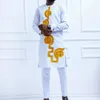 Luxury Mens Suit Set Kaunda terno Tuxedo Roupa de bolso calças de bolso Africano Casamento étnico Gentleman 2pcs Conjuntos de terno de traje 240401