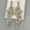 Boucles d'oreilles étalon forme de feuilles européennes et américaines exagérée en verre blanc strass des dames élégantes accessoires y0006