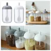 Storage Bottles Kitchen Tools Spice Jar Lid Spoon Set Plastic Condiment Tins Salt Container Seal Box Pepper Seasoning Organizer