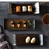 Placas Personalidade Criativa Sushi Plate Retangular Placa japonesa cozinha de mesa de mesa retro Cerâmica Longa Long Plat Dish Restaurant