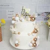 Party Supplies Khaki Balls Cake Topper Boho Grass White Gold Pearl Happy Birthday Decorations for Wedding