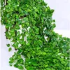 Decorative Flowers 2 Strands Vines Fake Vine With Green Leaves Faux Hanging Plants Greenery Decoration For Bedroom Party Wedding Room Decor