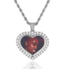 Heart shaped diamond photos memory pendants moissanite with rope chain