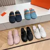 Fin printemps / été baotou Muller Slippers British British Shallow High Mouth une étape Design bas talon Denim moitié