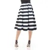 Explosion Womens Black and White Horizontal Striped Print Long Skirt Large Swing a Line Plus Size Dress