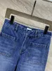 Fashion de jeans pour femmes pour femmes doubles poches patchwork hauts hauts pantalons en denim à jambe droite printemps été 2024 marée ax59