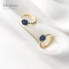 Other Modian Vintage 925 Sterling Silver Blue Crystal Stone Stackable Light Beads Hoop Earring for Women Japanese Style Fine Jewelry